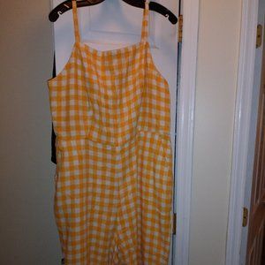 Old Navy yellow & white gingham jumpsuit XL